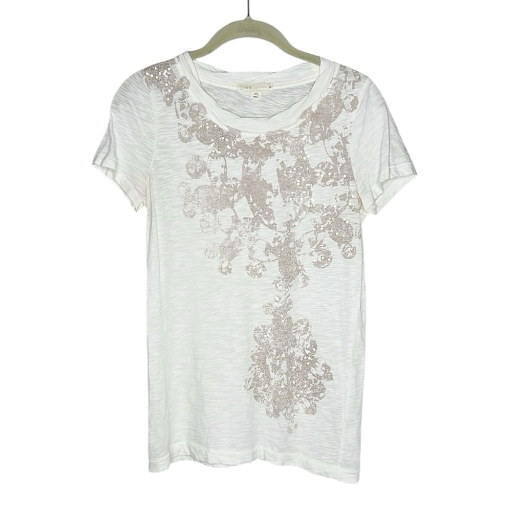 J. Crew 100% Cotton Slub Knit Neutral Sequin Tee size Small